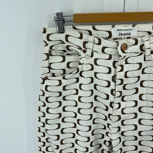 Reformation Jeans mod retro frequency print straight leg loose fit hi rise jeans - Picture 2 of 6